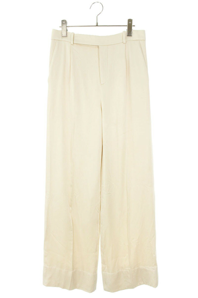 サンローランパリ SAINT LAURENT PARIS　サイズ:44 736498 Y3G36 シルクロングパンツ(オフホワイト)【429052】【BS99】【メンズ】【中古】bb420#rinkan*B