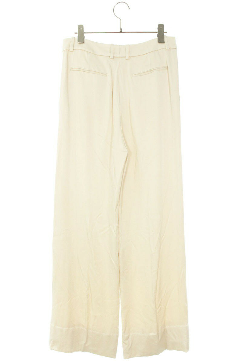 サンローランパリ SAINT LAURENT PARIS　サイズ:44 736498 Y3G36 シルクロングパンツ(オフホワイト)【429052】【BS99】【メンズ】【中古】bb420#rinkan*B