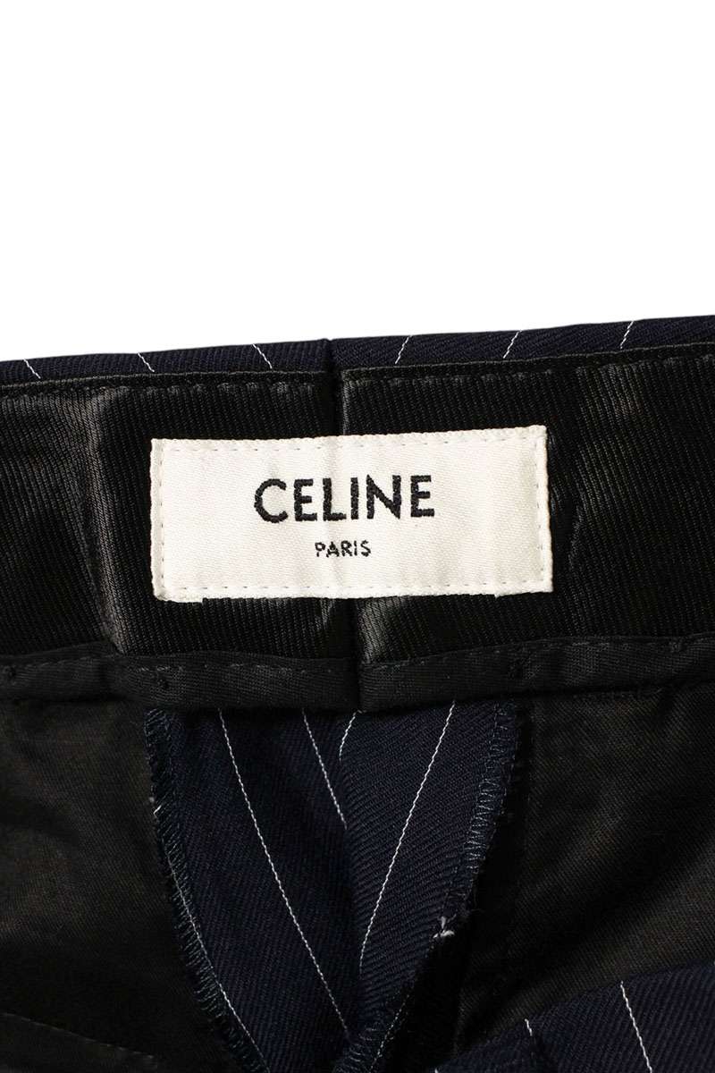 セリーヌ CELINE　サイズ:46 2P085399U ストライプスラックスロングパンツ(ネイビー)【819052】【SB01】【メンズ】【中古】bb177#rinkan*A