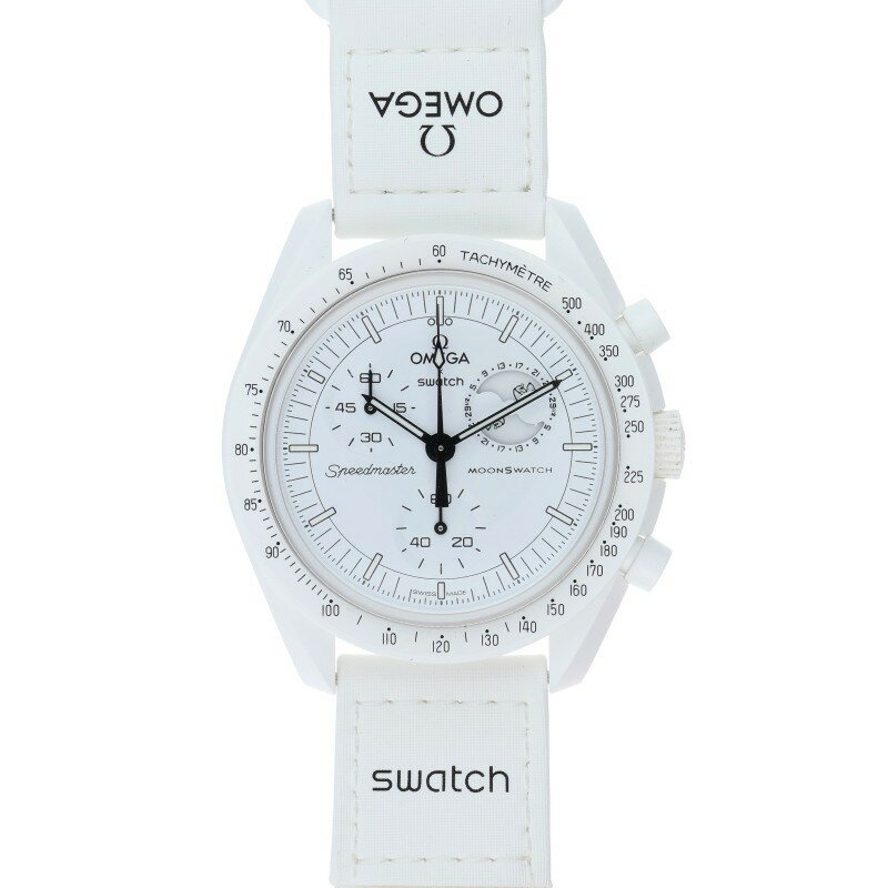 オメガ OMEGA　×スウォッチ Swatch SO33W700 MISSION TO THE MOONPHASE キャラクターデザインクロノグラフ腕時計(ホワイト)【102152】【BS99】【小物】【中古】bb448#rinkan*A
