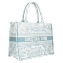 クリスチャンディオール Christian Dior ブックトートミディアム トワルドゥジュイエンブロイダリートートバッグ(ライトブルー×ホワイト)【529052】【SB01】【小物】【中古】bb356#rinkan*B