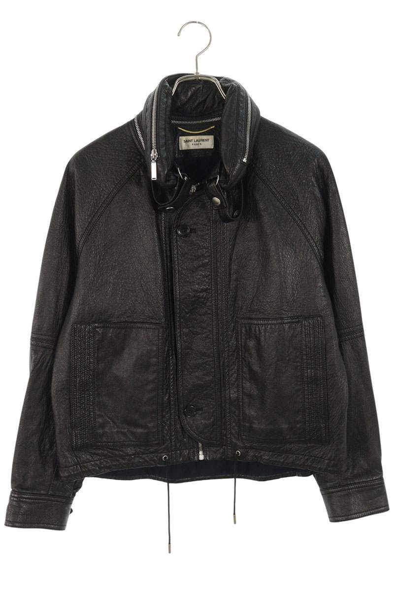 サンローランパリ SAINT LAURENT PARIS　サイズ:F38 458015 Y5QQ2 フーデッドバイカーレザージャケット(ブラック)【100152】【BS99】【レディース】【中古】bb384#rinkan*Bのサムネイル