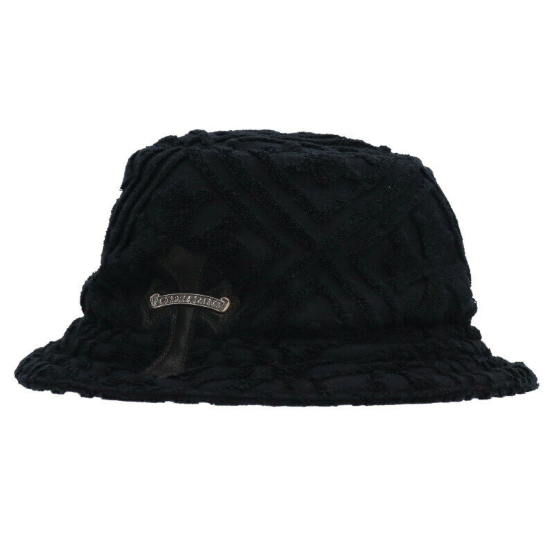 クロムハーツ Chrome Hearts サイズ:S HAT U CHUM FBRC クロスパッチ付きパイル地バケットハット(ブラック×シルバー)【829052...