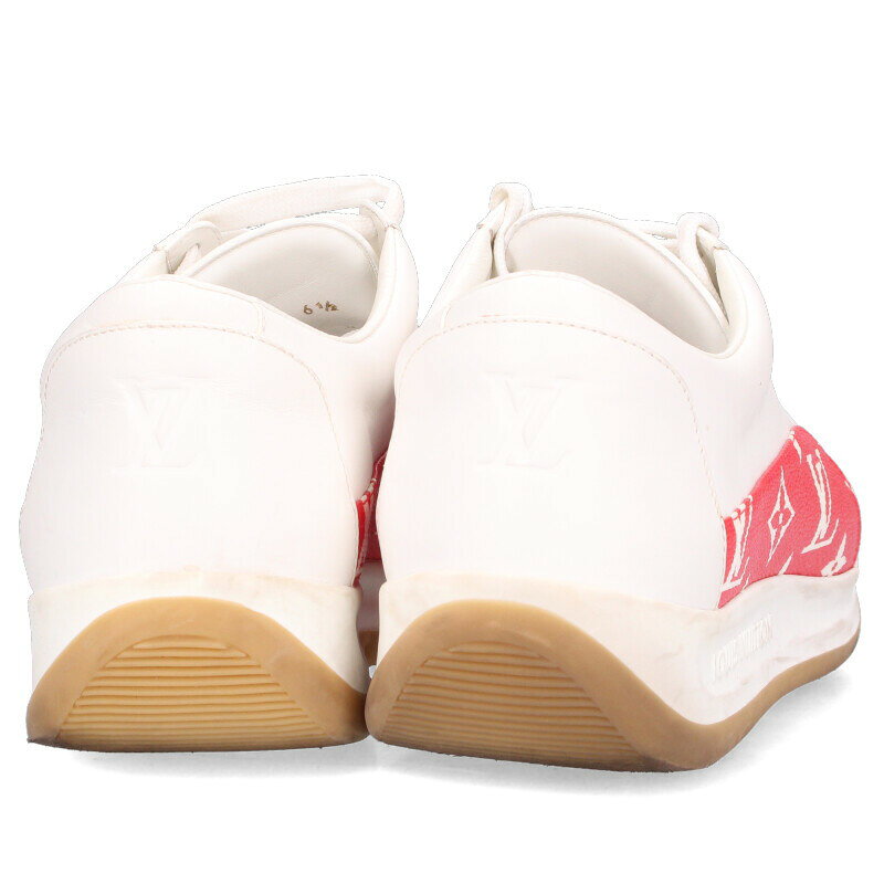 シュプリーム ルイヴィトン SUPREME LOUISVUITTON　サイズ:6.5 LV Sport Sneaker モノグラムレザースポーツスニーカー(ホワイト×レッド)【400152】【BS99】【メンズ】【小物】【中古】bb453#rinkan*B