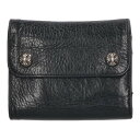 クロムハーツ Chrome Hearts WAVE MINI ウェーブミニ クロスボールボタンレザーウォレット財布(ブラック×シルバー)【100152】【SJ...
