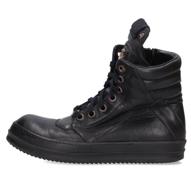 クロムハーツ Chrome Hearts サイズ:41.5 GEOBASKET ジオバスケット CHクロス装飾レザーハイカットスニーカー(ブラック×シルバー)【...