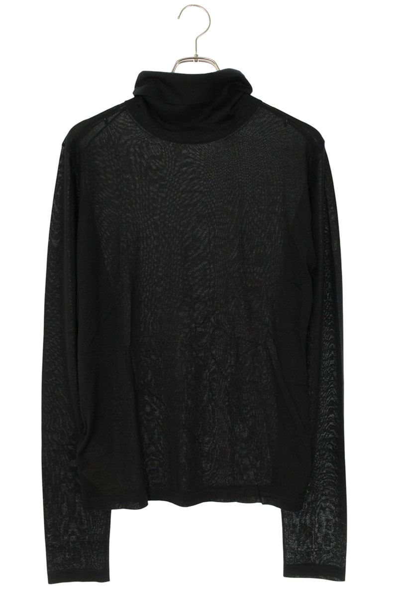 エルメス/黒ハイネックセーター☆カシミアUSED HERMES エルメス 国内正規品 カシミヤ混ウール サイドボタン