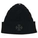 クロムハーツ Chrome Hearts サイズ:ONE SIZE CHプラスパッチカシミアニットビーニーキャップ(ブラック×シルバー)【800152】【SJ0...