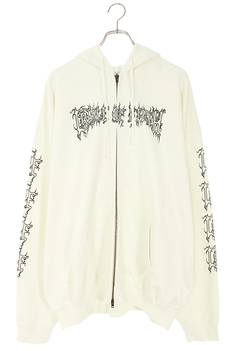 ヴェトモン VETEMENTS　サイズ:M 25AW UCF76ZU100I Cofジップアップオーバーサイズパーカー(ホワイト)..