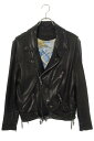 クロムハーツ Chrome Hearts サイズ:S JJ DEAN HERMES JJディーン 裏地エルメスダガージップライダースレザージャケット(ブラック×...