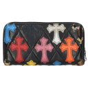 クロムハーツ Chrome Hearts REC F ZIP QUILTED マルチセメタリークロスキルティング財布(ブラック×シルバー×マルチ)【410152】【OK15】【小物】【中古】bb346#rinkan*B