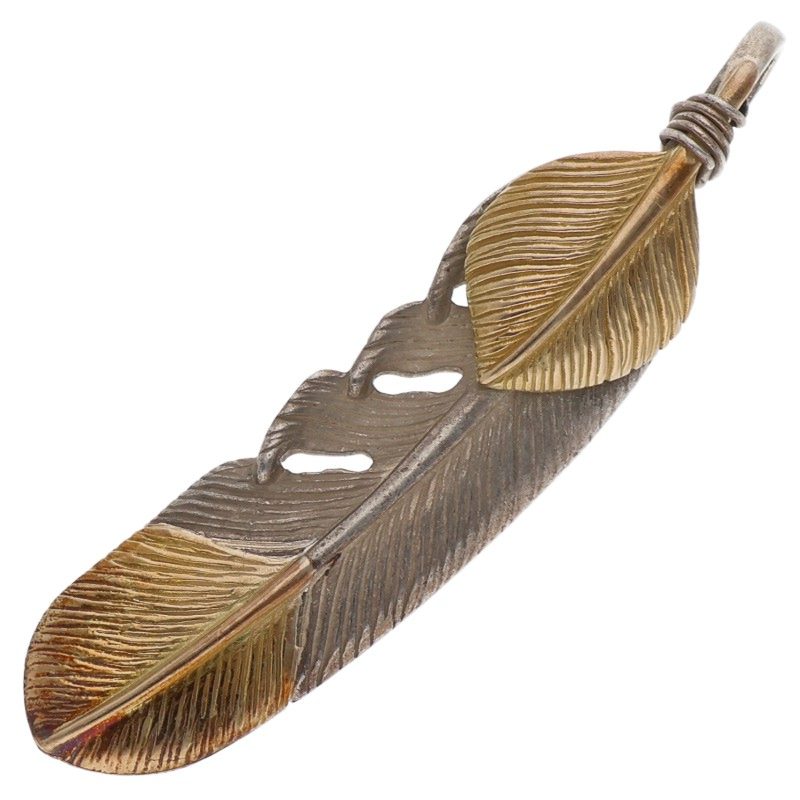 タディアンドキング TADY & KING サイズ:MM ハートK18フェザー剣先K18 MMサイズ 左向きネックレストップ(シルバー×ゴールド 9.48g)【321152】【BS99】【小物】【中古】bb33#rinkan*B