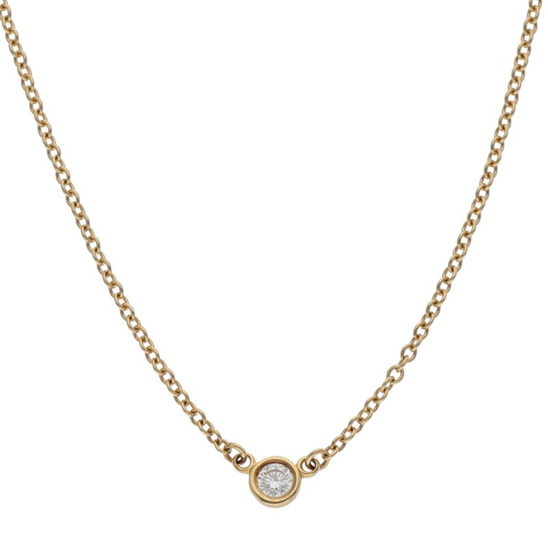 ティファニー TIFFANY&Co. サイズ:16inch エルサ ペレッティ バイザヤード K18YG1Pダイヤネックレス(イエローゴールド×クリア 1.84g)【321152】【BS99】【小物】【中古】bb317#rinkan*B