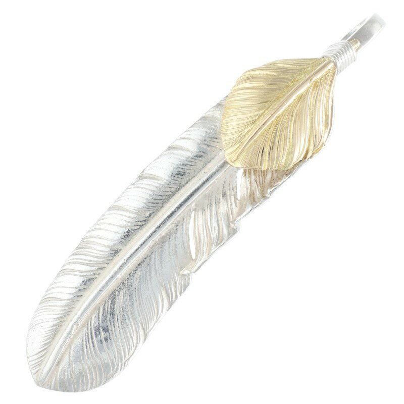 ゴローズ goro's　サイズ:特大 上金特大フェザー 左向き ネックレストップ(シルバー×ゴールド 11.28g)..