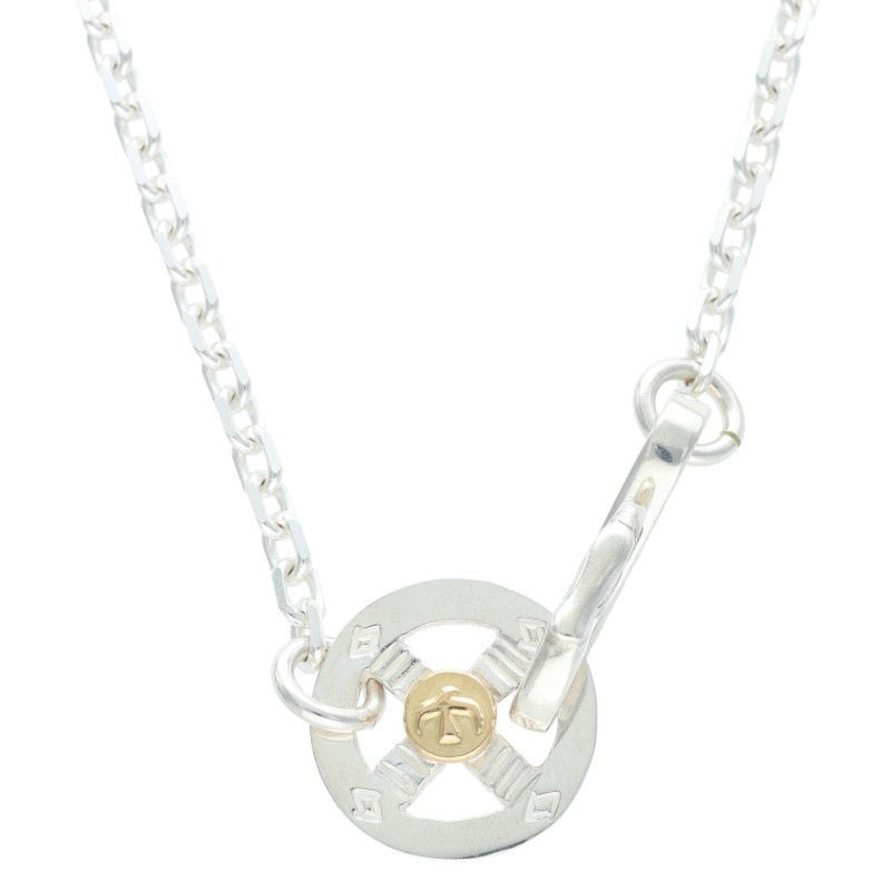 ゴローズ goro's　サイズ:細角 ホイール付き細角チェーン ネックレス(シルバー×ゴールド 17.3g)【320152】【HJ08】【小物】【中古】bb21#rinkan*B(4)