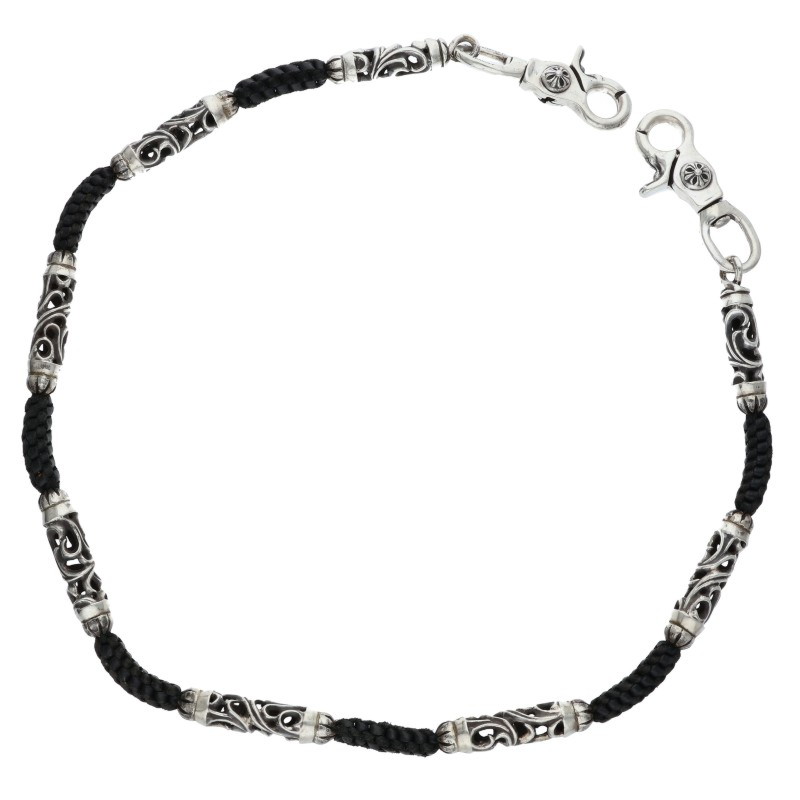 クロムハーツ Chrome Hearts　サイズ:ロング OTC LONG-T 2クリップOTCロングローラーリンク シルバーウォレットチェーン(シルバー×ブラック 総重量210.06g)【520152】【OK15】【小物】【中古】bb212#rinkan*B