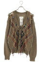 メゾンマルジェラ Maison Margiela サイズ:S 23AW S67HP0007 カットアウト アーガイル ニットカーディガン(ブラウン)【52015...