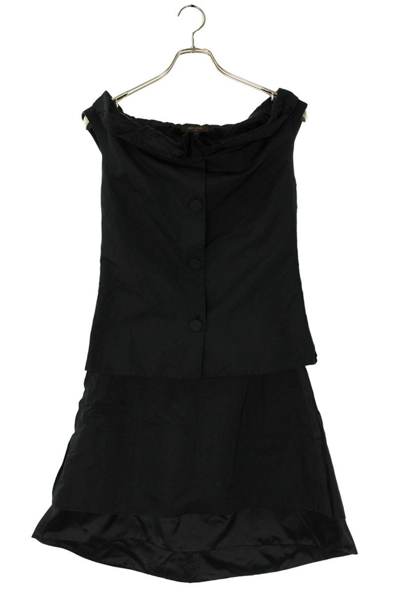 ルイヴィトン LOUISVUITTON サイズ:34 RW131A F3BL22PFC F3SK14PFC ナイロン ノースリーブベスト フレアスカートセットア...