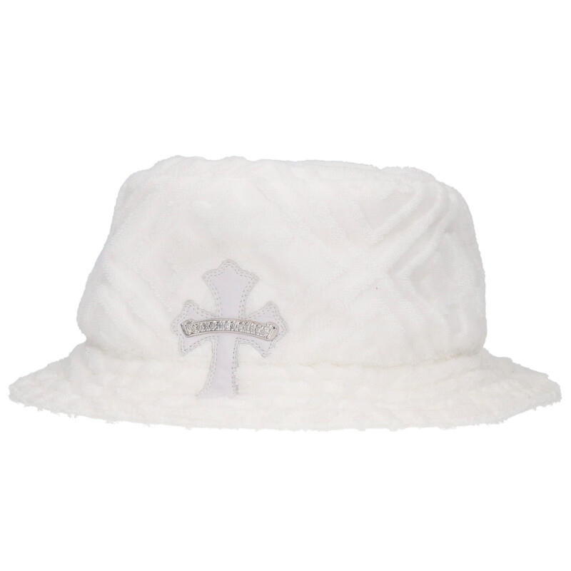 クロムハーツ Chrome Hearts サイズ:L HAT U CHUM FBRC クロスパッチ付きパイル地帽子(ホワイト)【920152】【SJ02】【小物...