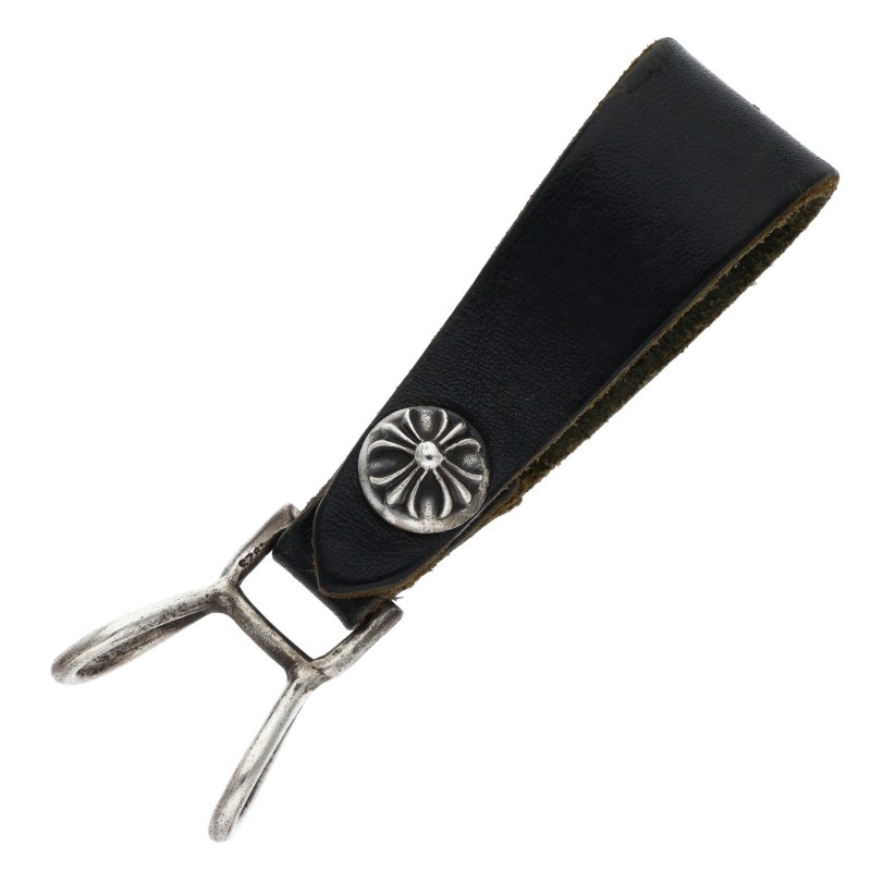 クロムハーツ Chrome Hearts　 BELT LOOP クロスボールボタンレザーベルトループ(ブラック×シルバー 総重量22.14g)【101152】【GZ11】..