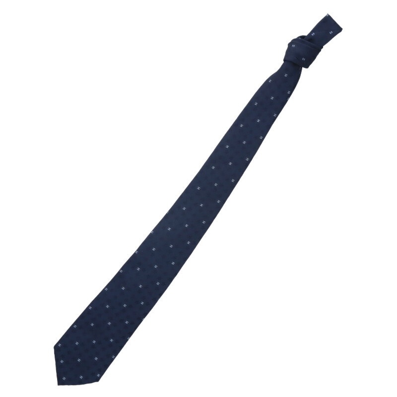 シャネル CHANEL ココマーク フラワー総柄 シルクネクタイ(ネイビー)【311152】【BS99】【小物】【中古】bb87#rinkan*A