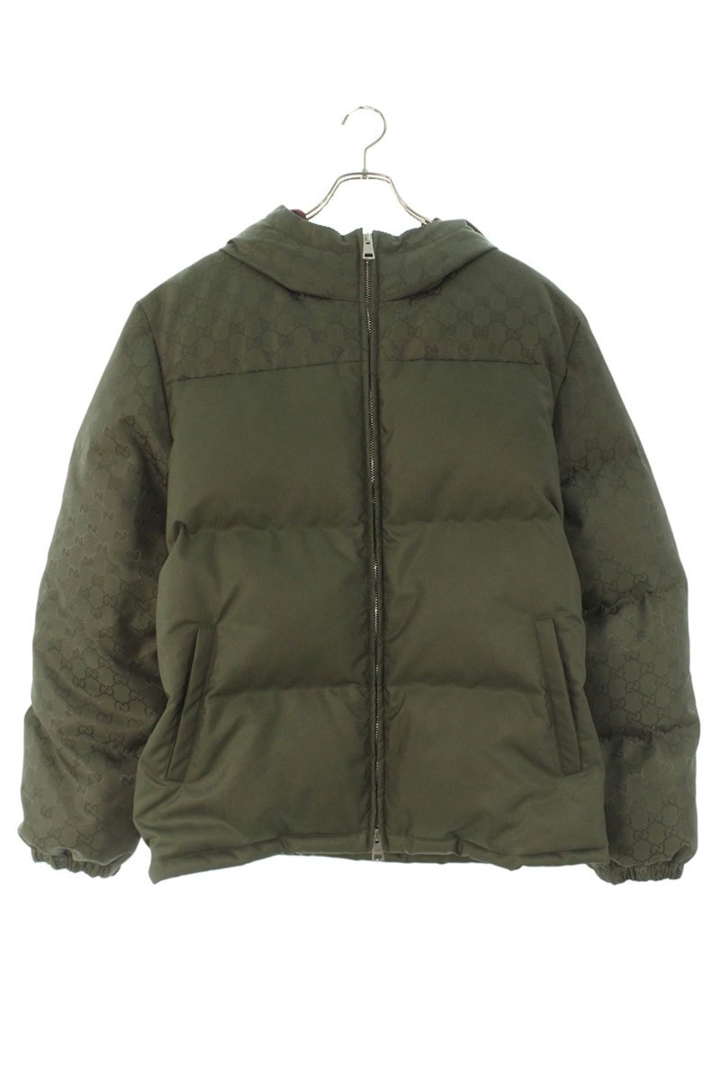 グッチ GUCCI　サイズ:52 794823 Z8BTB GGナイロンキャンバス パファージャケットダウンジャケット(グリーン)【201152】【SB01】【メンズ】【中古】bb396#rinkan*S