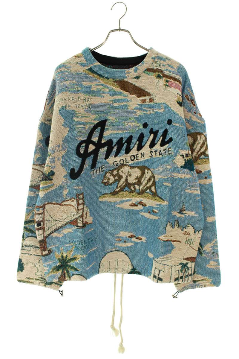 アミリ AMIRI　サイズ:M カリフォルニアタペストリー　クルーネックセーター(ブルー)【401152】【FK04..