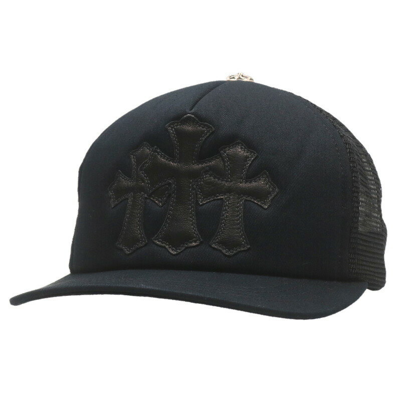 クロムハーツ Chrome Hearts サイズ:ONE SIZE TRUCKER CAP トラッカーキャップ 3セメタリーレザーパッチメッシュ帽子(ブラック×...