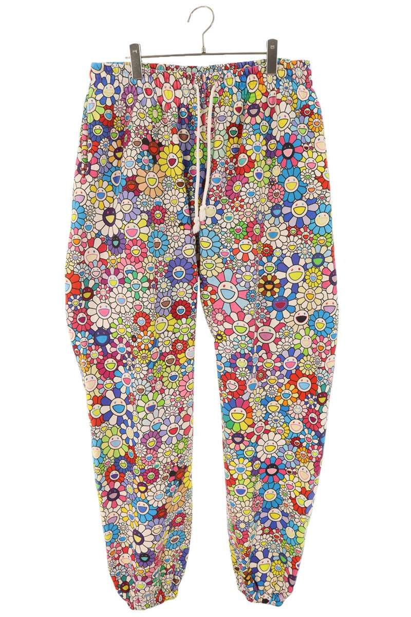タカシムラカミ カイカイキキ TAKASHI MURAKAMI KAIKAI KIKI サイズ:L Multi-Color Flowers Sweat Pants お花フラワースウェットロングパンツ(ホワイト)【901152】【SB01】【メンズ】【中古】bb33#rinkan*A