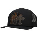 クロムハーツ Chrome Hearts TRUCKER CAP 3セメタリーレザーパッチメッシュ帽子(ブラック×カーキ)【901152】【SJ02】【小物】...