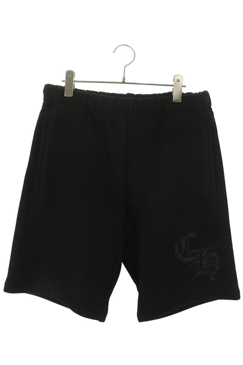 クロムハーツ Chrome Hearts　サイズ:M 7-11 SHORTS CHロゴ刺繍スウェットハーフパンツ(ブラック×シルバー)【111152】【OK15】【メンズ】【中古】bb429#rinkan*A(4)