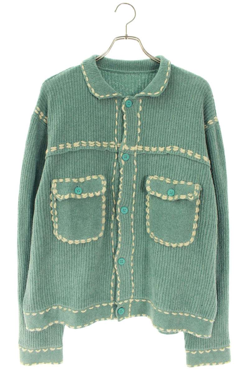 フィンガリン PHINGERIN　サイズ:M PD-232-KN-021 ステッチニットカーディガン(ライトブルー調)【31115..