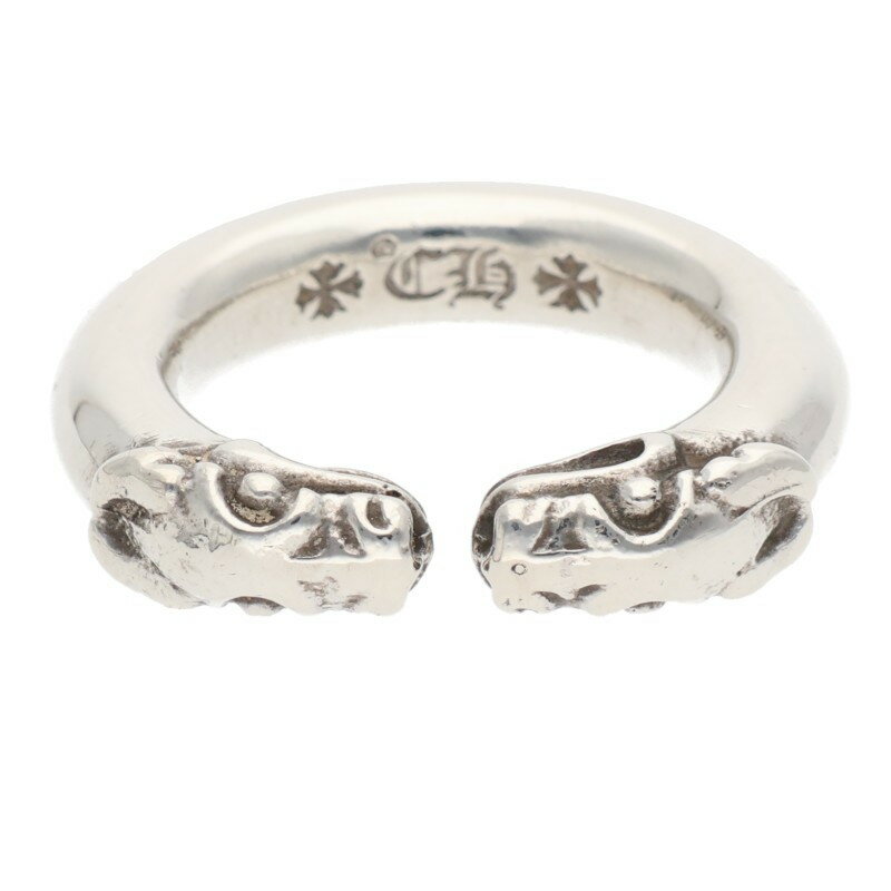 クロムハーツ Chrome Hearts　サイズ:13号 DOUBLE DOG RING ダブルドッグ シルバーリング(シルバー 10.96g)【311152】【GZ11】【小物】【中古】bb205#rinkan*B(4)