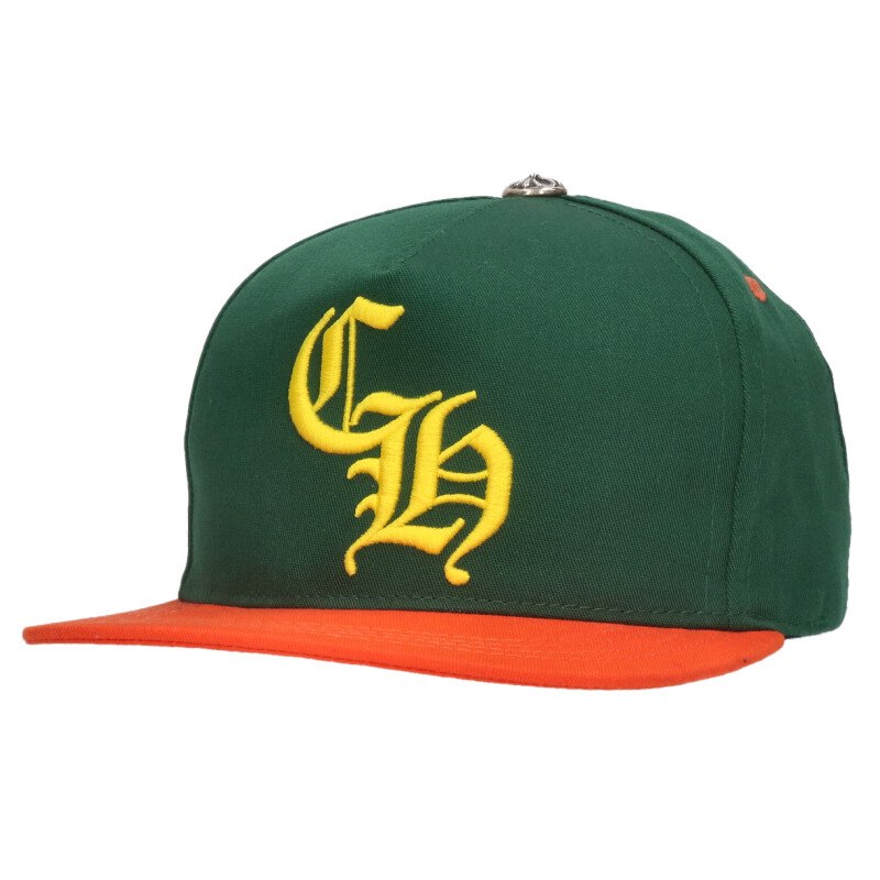 クロムハーツ Chrome Hearts CH HAT マイアミ限定CHロゴ刺繍帽子(グリーン×オレンジ×シルバー)【111152】【SS07】【小物】【中古...