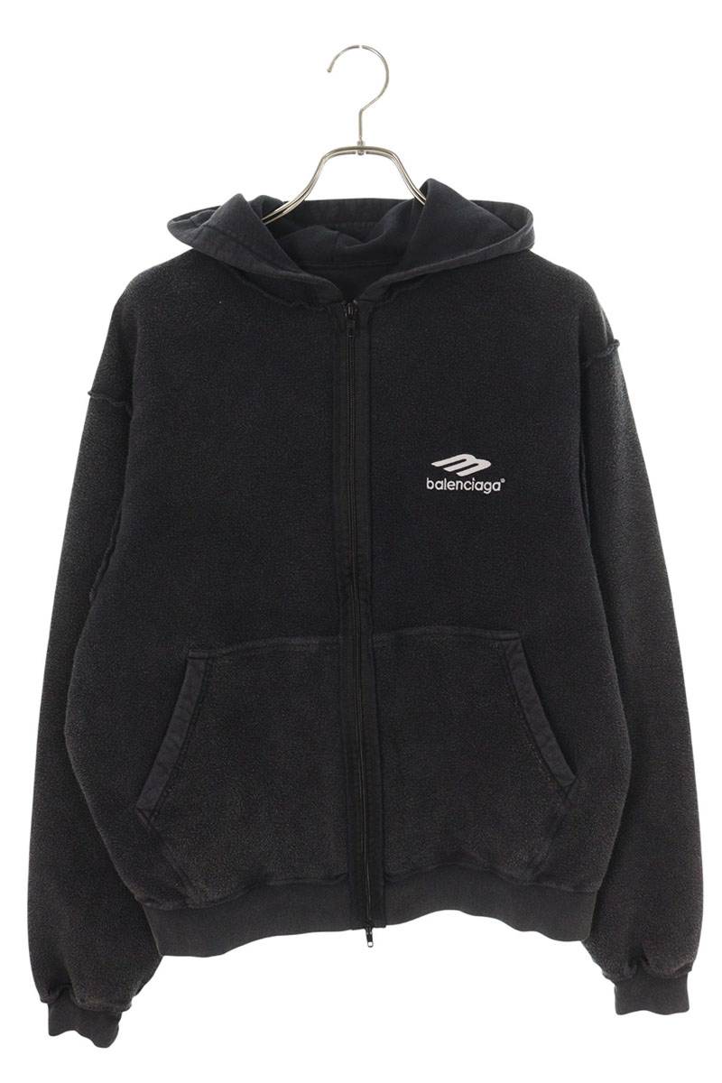 楽天RINKANバレンシアガ BALENCIAGA　サイズ:XS 850425 TTVH7 インサイドアウトジップパーカー（ブラック）【311152】【OM10】【メンズ】【中古】bb360#rinkan*B