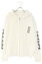 クロムハーツ Chrome Hearts サイズ:M SWTSHRT HD ZIP 袖ロゴプリントジップアップパーカー(ホワイト×ブラック×シルバー)【5111...