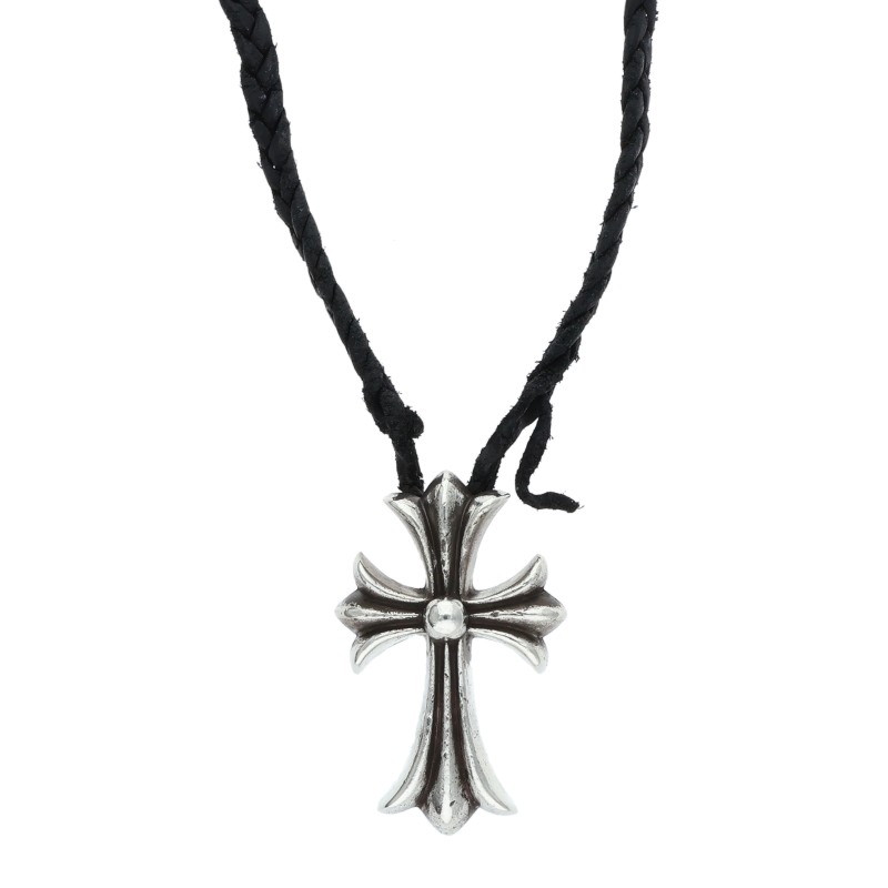 クロムハーツ Chrome Hearts　 CH CRS SML BC スモールCHクロスボロチップ ラージボロチップ シルバーネックレス(ブラック×シルバー 総重量40.11g)【611152】【SS07】【小物】【中古】bb17#rinkan*C(4)