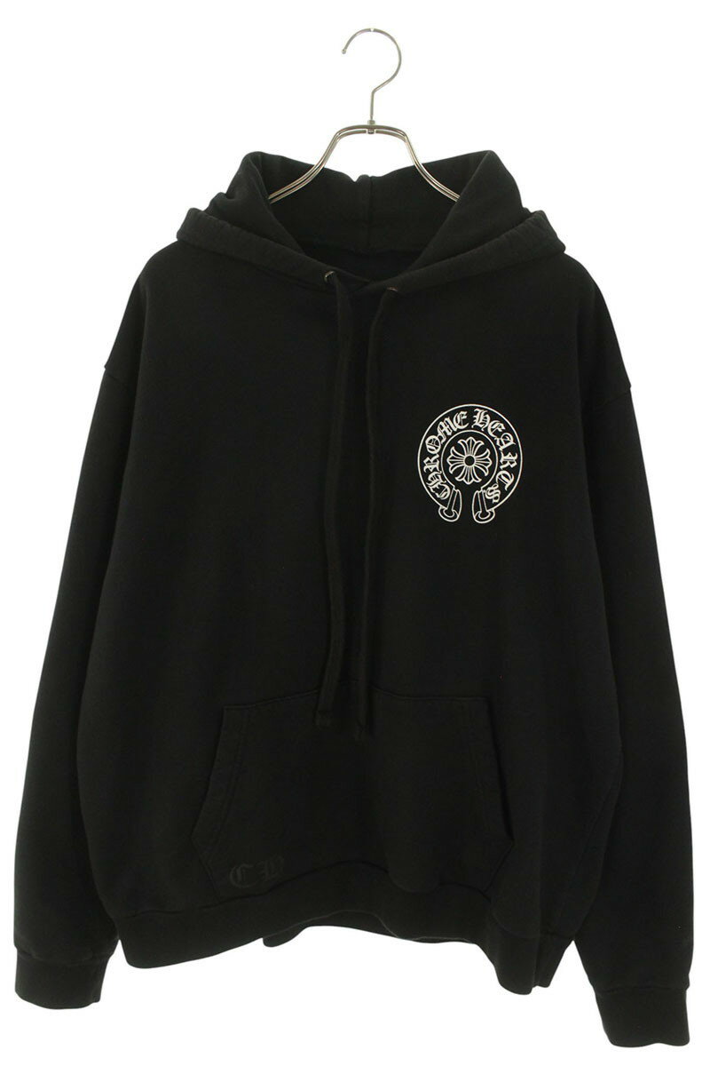 クロムハーツ Chrome Hearts　サイズ:L SWTSHRT PLVR LTD ラスベガス限定バックホースシュープリントプルオーバーパーカー(ブラック)【511152】【SS13】【メンズ】【中古】bb420#rinkan*B