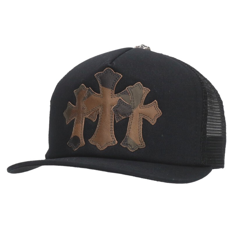 クロムハーツ Chrome Hearts サイズ:ONE SIZE TRUCKER CAP トラッカーキャップ 3セメタリーレザーパッチメッシュキャップ(ブラッ...