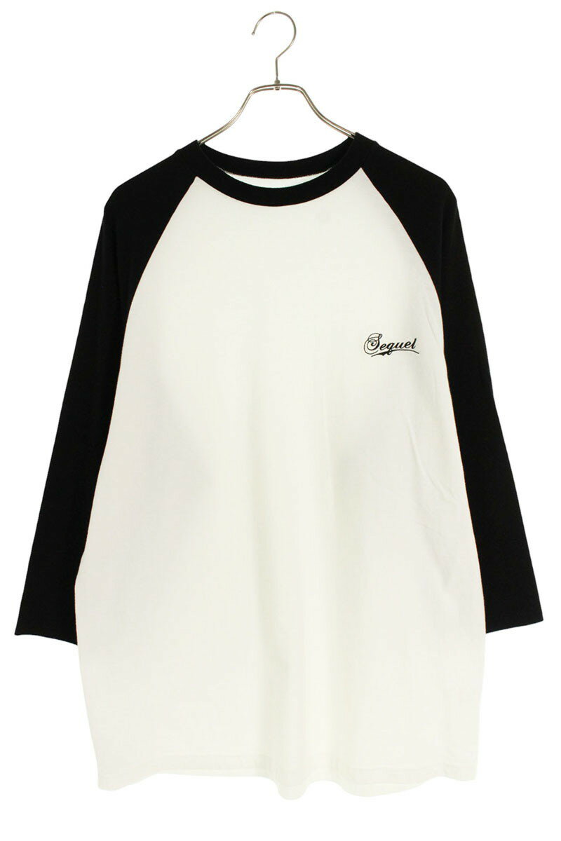 シークエル SEQUEL　サイズ:L ロゴ刺繍ラグラン長袖カットソー(ブラック×ホワイト)【221152】【BS99】..