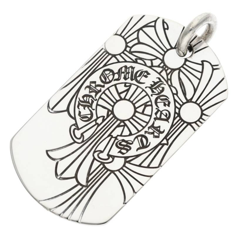 クロムハーツ Chrome Hearts サイズ:LARGE D TAG LRG GOD BLESS ゴットブレスドッグタグ ラージドッグタグネックレストップ(シルバー 23.42g)【321152】【NO05】【小物】【中古】bb411#rinkan*B