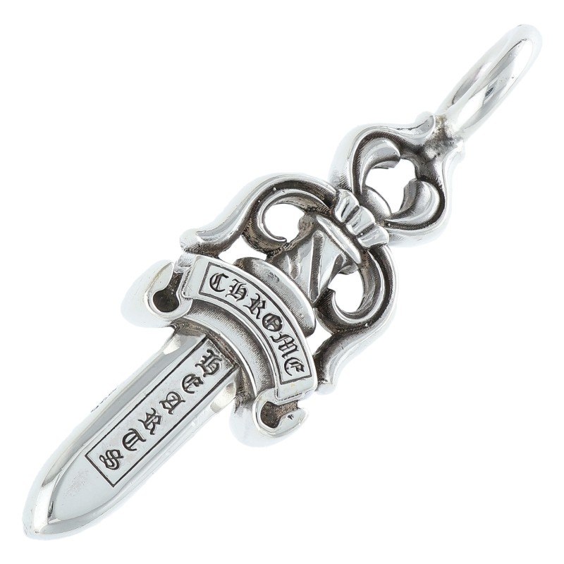 クロムハーツ Chrome Hearts DOUBLE DAGGER ダブルダガー ペンダント シルバーネックレストップ(シルバー 22.46g)【321152】【OS06】【小物】【中古】bb453#rinkan*B