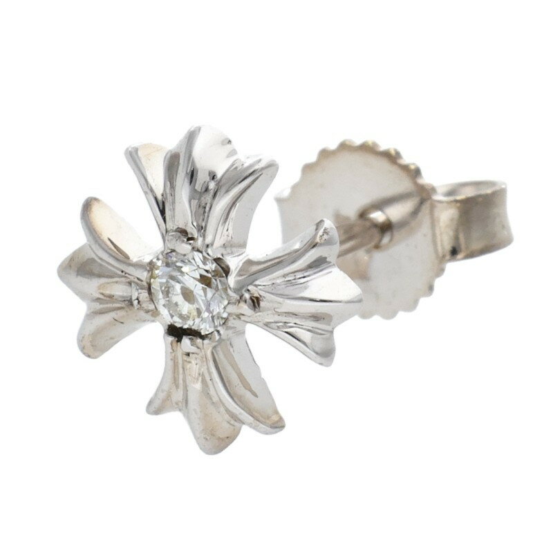 クロムハーツ Chrome Hearts 18K No2 CH PLS DIA 18KCHプラススタッド 1ダイヤ ホワイトゴールドピアス(ホワイトゴールド×クリア 0.91g)【321152】【FK04】【小物】【中古】bb443#rinkan*B