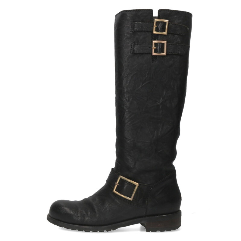 ジミーチュウ JIMMYCHOO　サイズ:38 247YULE レザーバイカーブーツ(ブラック)【521152】【BS99】【レディース】【小物】【中古】bb452#rinkan*B(4)