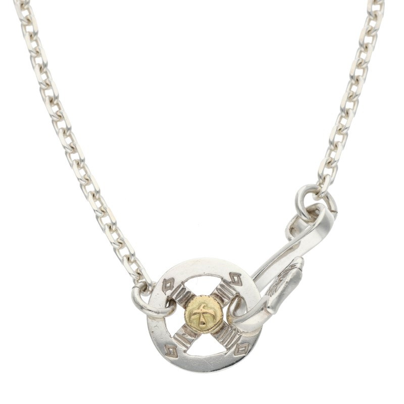 ゴローズ goro's サイズ:細角 ホイール付き細角チェーン ネックレス(シルバー×ゴールド 17.99g)【321152】【NO05】【小物】【中古】bb432#rinkan*B
