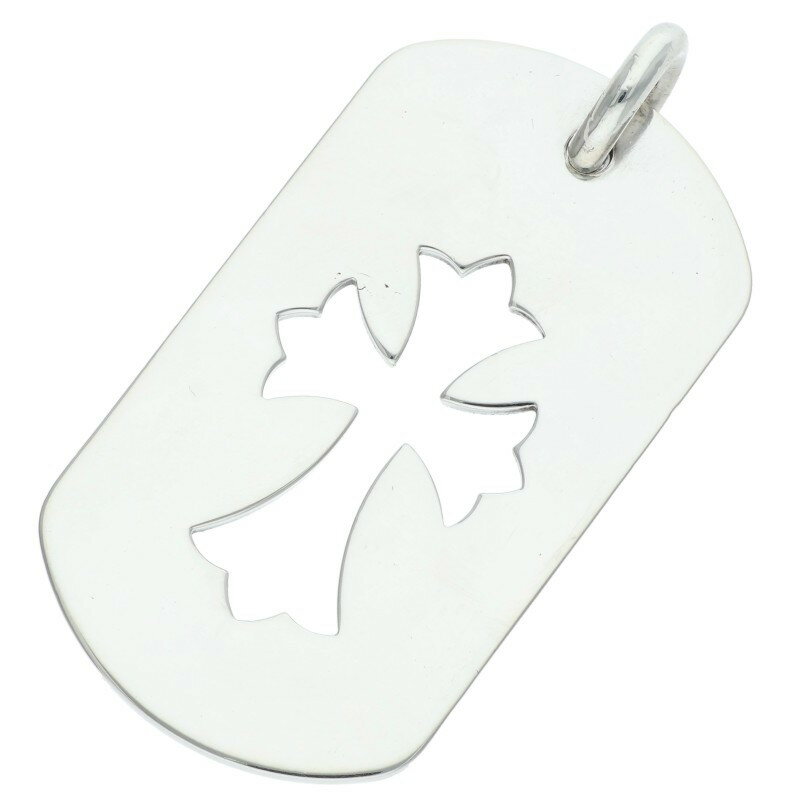 クロムハーツ Chrome Hearts D TAG LRG CO CRS カットアウトクロス ラージドッグタグネックレストップ(シルバー 18.26g)【321152】【FK04】【小物】【中古】bb443#rinkan*B