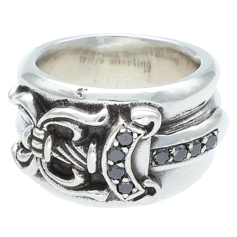 クロムハーツ Chrome Hearts サイズ:10.5号 DAGGER P BLKDIA ダガー PAVEブラックダイヤ シルバーリング(シルバー×ブラック 17.74g)【321152】【OS06】【小物】【中古】bb297#rinkan*B
