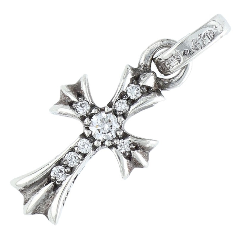 クロムハーツ Chrome Hearts CRS BBYFAT P DMND ベイビーファット PAVEダイヤ チャーム シルバーネックレストップ(シルバー×クリア 1.76g)【321152】【OS06】【小物】【中古】bb297#rinkan*B