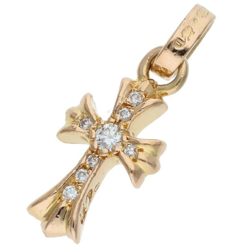 クロムハーツ Chrome Hearts 22K CRS BBYFAT P DMND ベイビーファット PAVEダイヤ チャーム ゴールドネックレストップ(イエローゴールド×クリア 3.24g)【321152】【OS06】【小物】【中古】bb76#rinkan*B