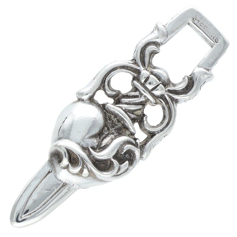 クロムハーツ Chrome Hearts DAGGER HEART ダガーハートペンダント シルバーネックレストップ(シルバー 10.01g)【321152】【OS06】【小物】【中古】bb452#rinkan*B